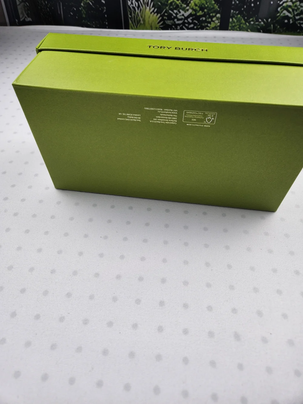 Tory Burch Lime Green Shoe Box with Gold Logo (Empty)